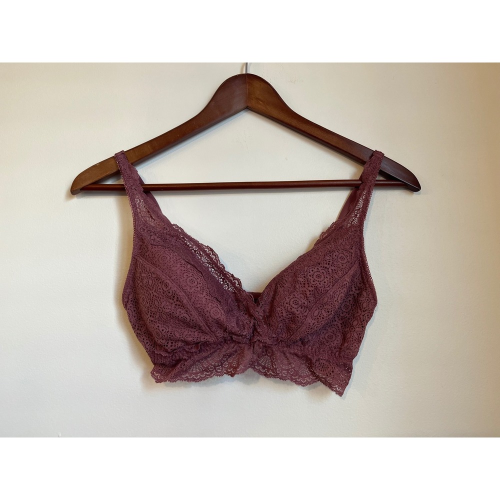 Soma Geo Lace Plunge Bralette Mauve Purple Size Medium 0618 RN 79984